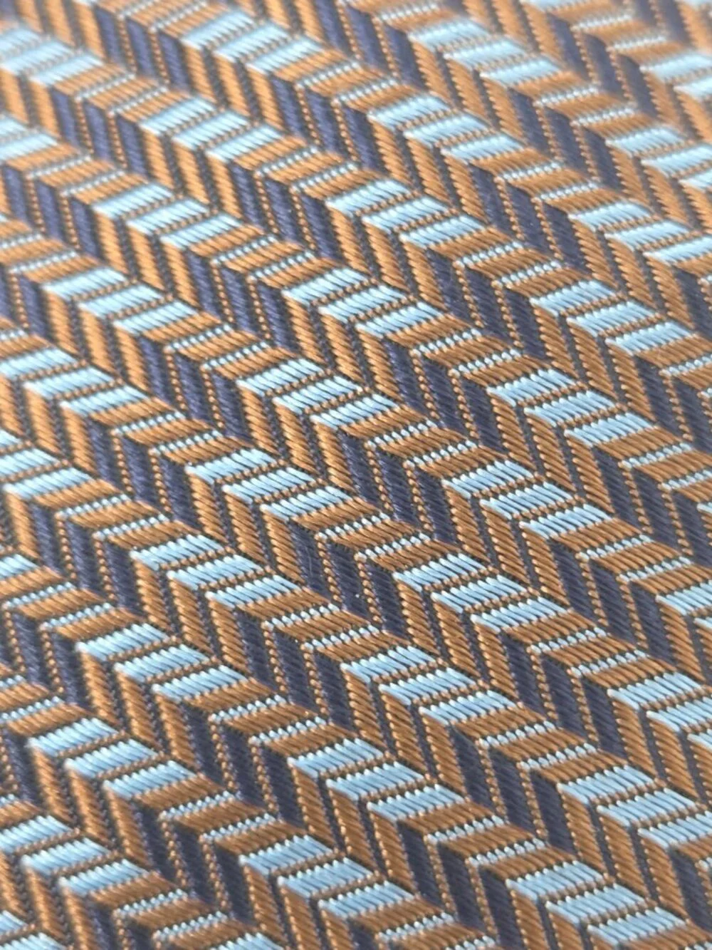 Joseph Abboud Mens 100 Percent Silk Tie 60 Inch Blue Brown Herringbone Italy